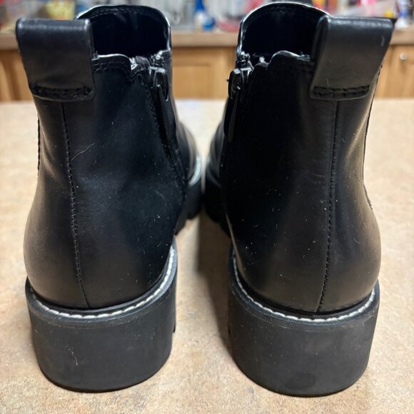 Franco Sarto Black Balin Booties Lug Sole Chunky Leather Ankle Boots 9.5 - Picture 6 of 11